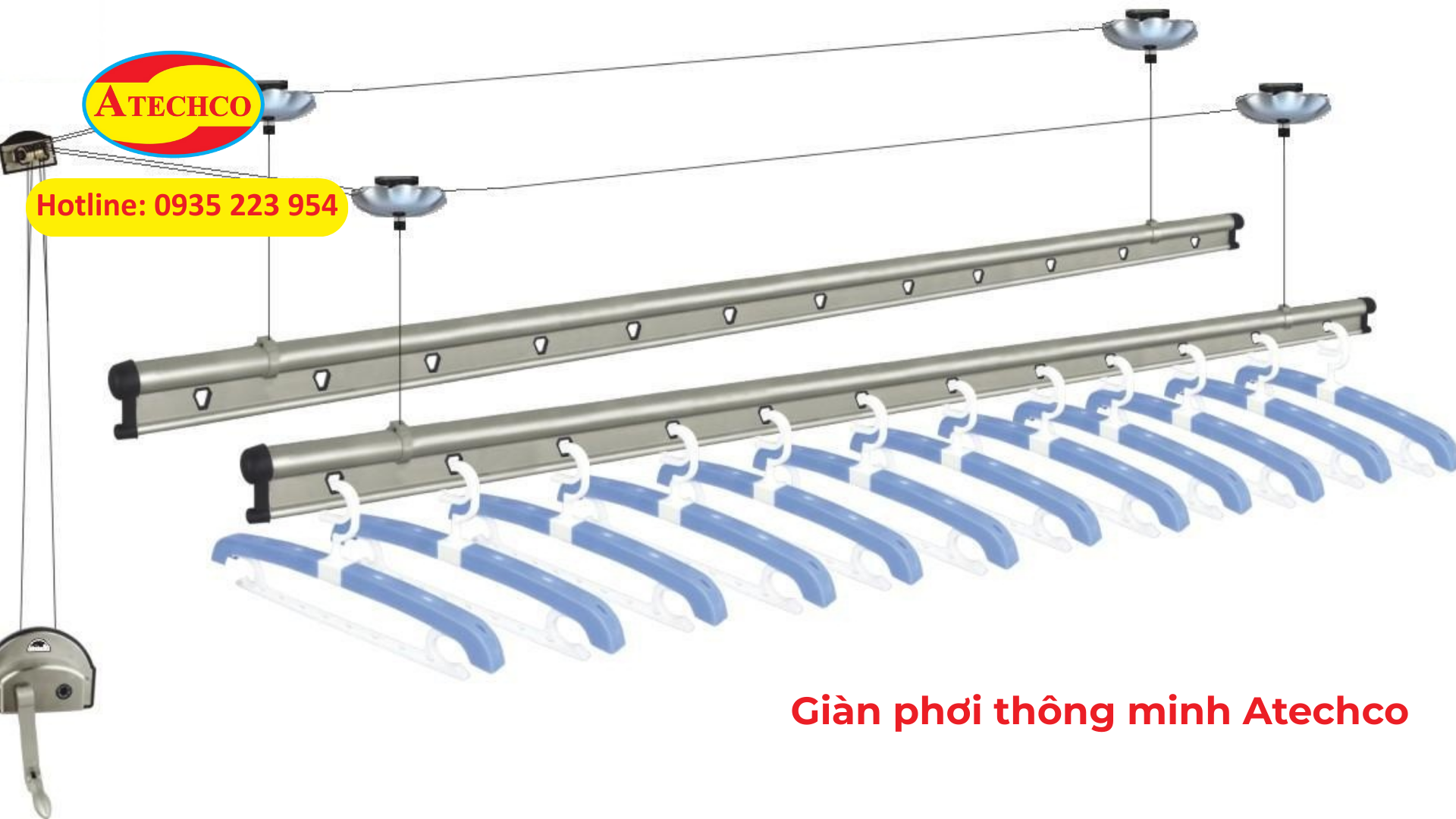 Giàn phơi thông minh Quận 12: Giải pháp tiết kiệm & hiệu quả 4 Giàn phơi thông minh quay tay Atechco