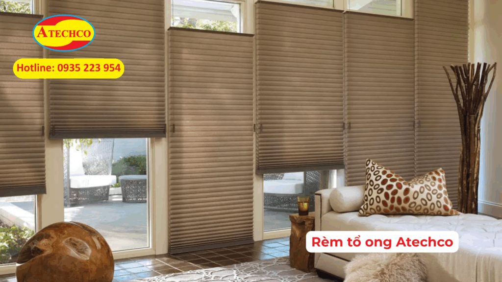Lắp đặt rèm cửa ngăn ánh sáng tại Bình Dương Rèm tổ ong dạng cuốn