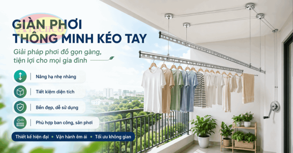Giàn Phơi Thông Minh Tại Bình Dương Giá Tốt, Lắp Đặt Nhanh Giàn phơi thông minh tại Bình Dương cho ban công