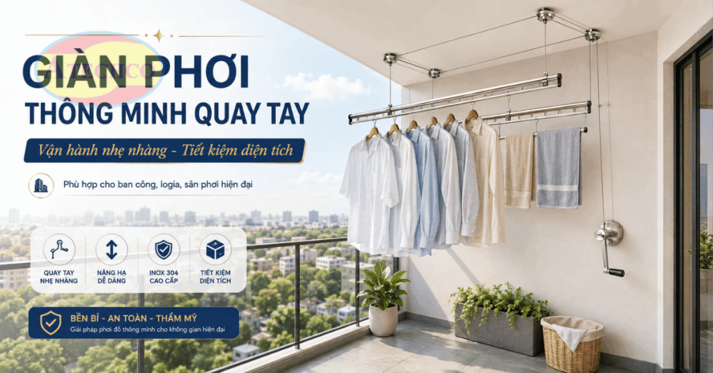 Giàn Phơi Thông Minh Đồng Nai Giá Tốt, Lắp Đặt Nhanh Giàn phơi gắn trần tối ưu khu vực giặt phơi