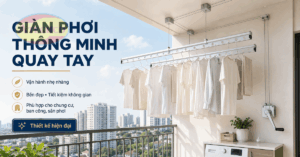 Giàn phơi tay quay phù hợp khu vực giặt phơi