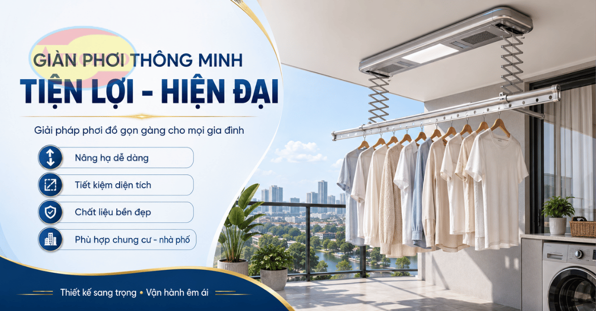 Giàn Phơi Thông Minh Đồng Nai Giá Tốt, Lắp Đặt Nhanh Giàn phơi thông minh Đồng Nai cho ban công nhỏ