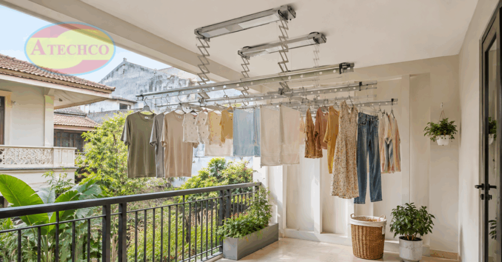 Giàn Phơi Quần Áo Thông Minh Tại Huế Tiện Lợi, Gọn Đẹp Thanh phơi nâng hạ tiện lợi hơn