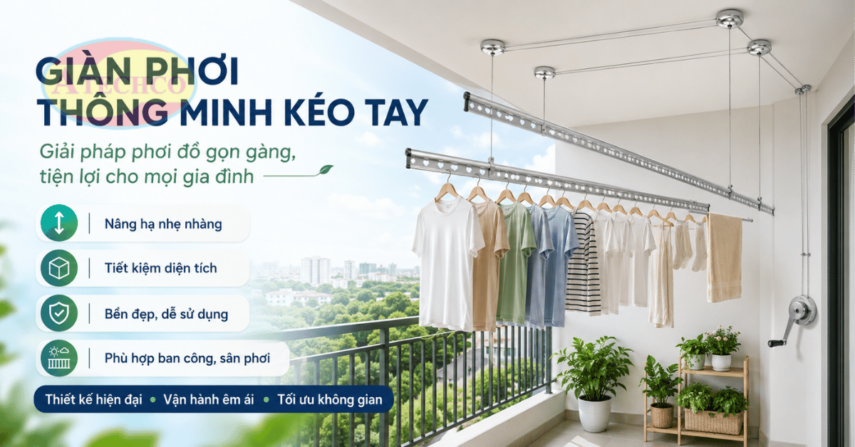 Giàn Phơi Thông Minh Tại Bình Dương Giá Tốt, Lắp Đặt Nhanh Giàn phơi thông minh tại Bình Dương cho ban công