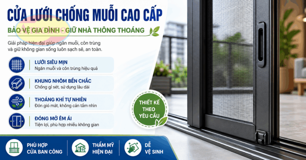 Cửa Lưới Chống Muỗi Vĩnh Long Giá Tốt, Lắp Đặt Nhanh Thi công cửa lưới chống muỗi tại Vĩnh Long