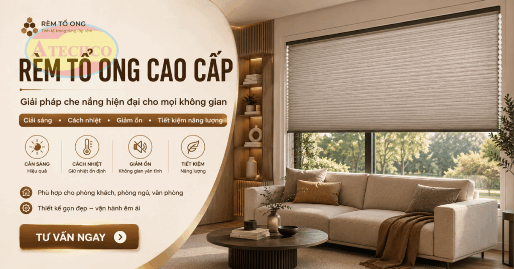 Lắp rèm tổ ong cho phòng khách tại Bình Dương