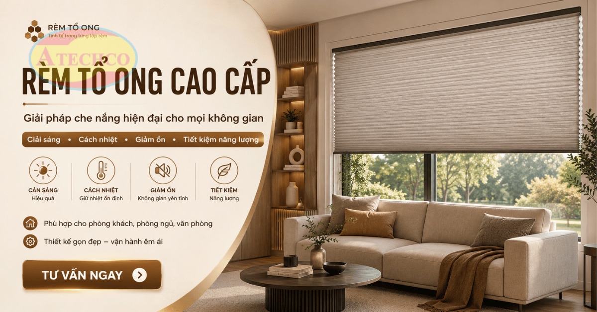 Lắp r&egrave;m tổ ong cho ph&ograve;ng kh&aacute;ch tại B&igrave;nh Dương