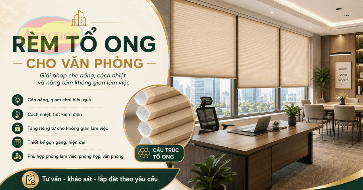 Lắp Đặt Rèm Tổ Ong Tại Đồng Nai Đẹp, Nhanh, Chuẩn Kích Thước Lắp rèm tổ ong cản sáng cho văn phòng