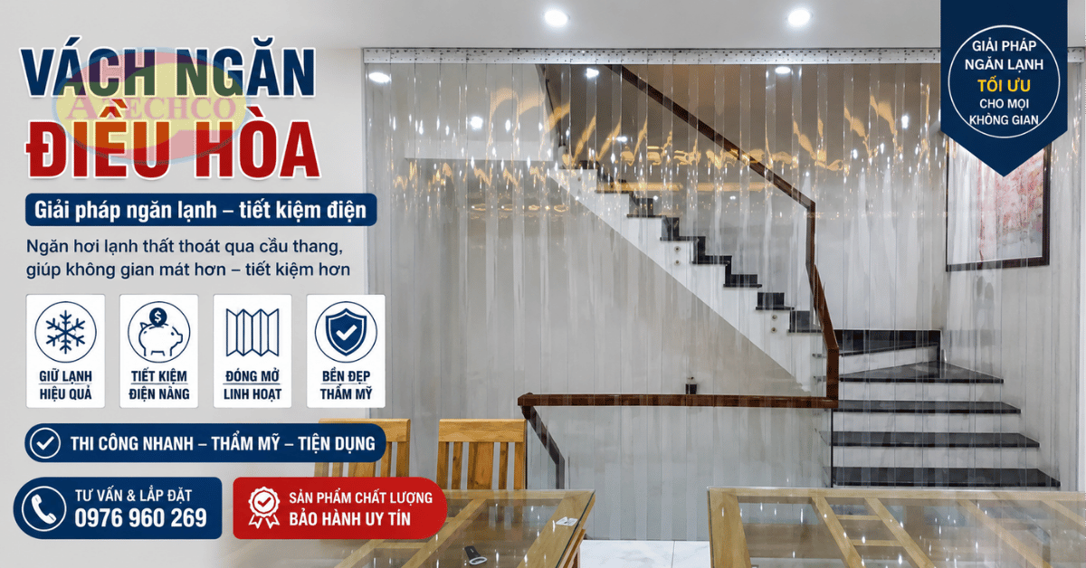 Vách Ngăn Điều Hòa Đồng Nai – Đẹp, Gọn, Tiết Kiệm Điện Vách ngăn điều hòa cầu thang gọn đẹp.