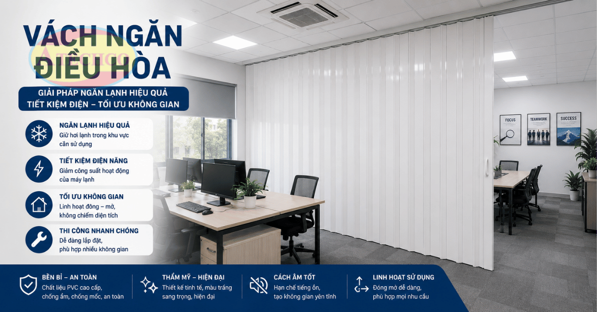 Atechco thi c&ocirc;ng v&aacute;ch ngăn điều h&ograve;a tại Đồng Nai.