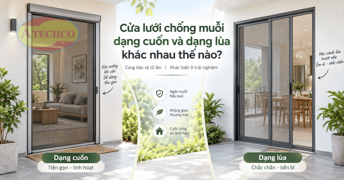 Cửa lưới chống muỗi dạng cuốn và dạng lùa khác nhau thế nào? Điểm giống nhau giữa cửa lưới dạng cuốn và dạng lùa