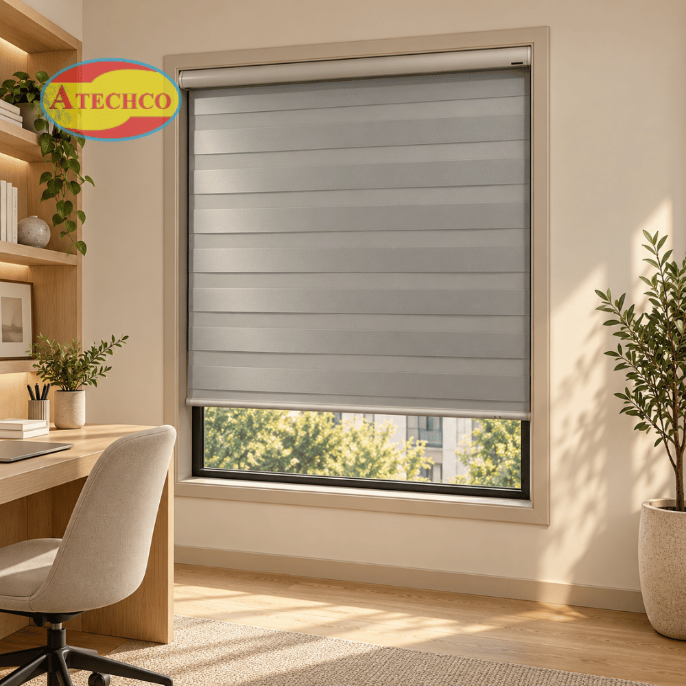 Rèm cầu vồng ATECHCO – Điều chỉnh ánh sáng linh hoạt Các dải vải xuyên sáng và cản sáng xen kẽ.